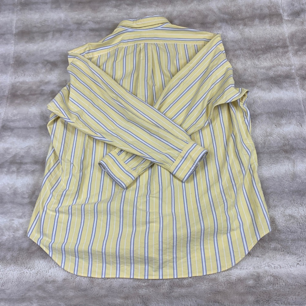 Ralph Lauren Golf Tilden Shirt Mens XL Yellow Blue Striped Cotton Oxford Crest - Picture 8 of 9